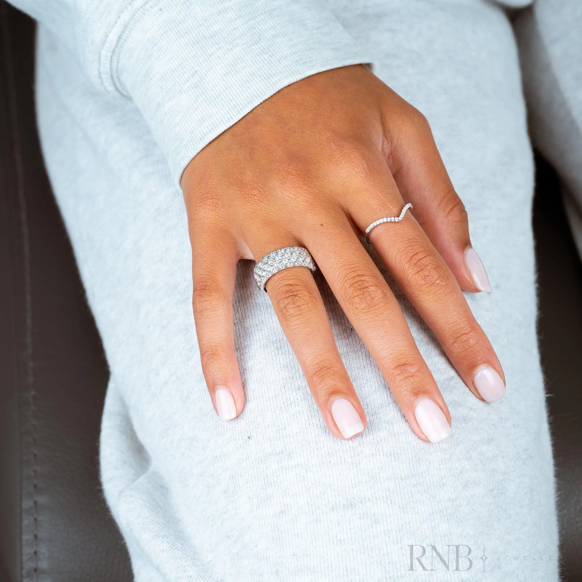 Fancy Wide Semi Eternity Diamond Band