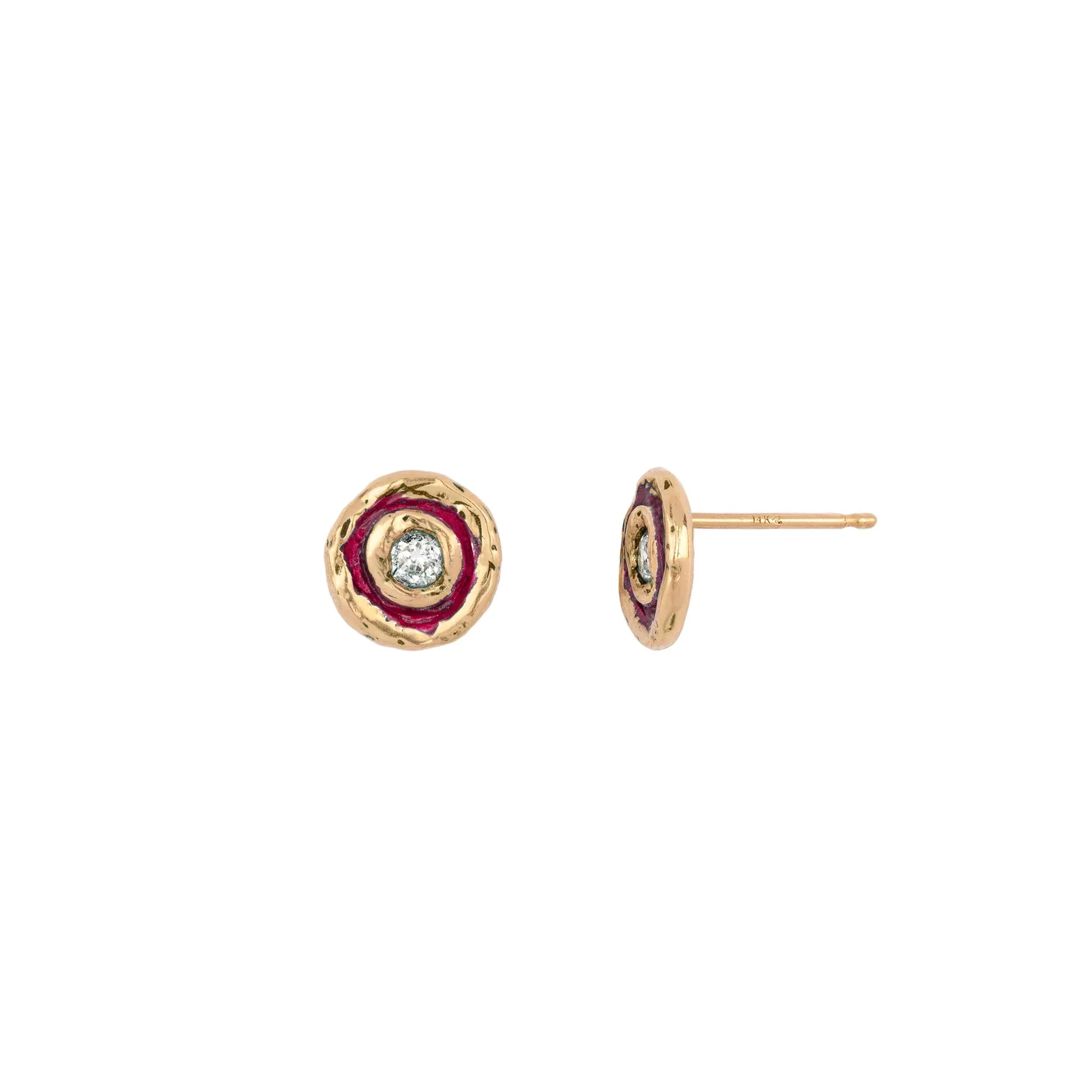 Flush Set Diamond 14k Gold Stud - True Colors