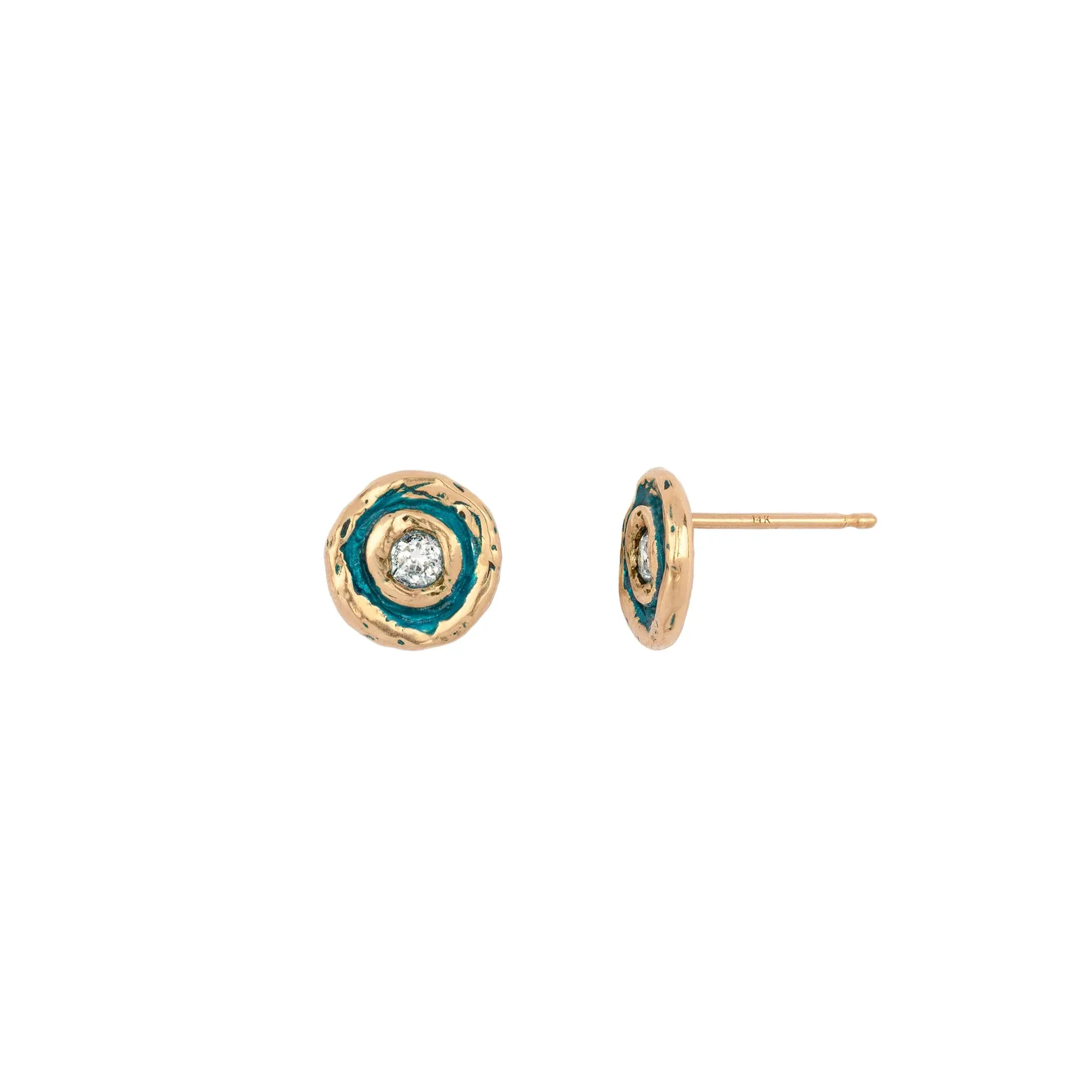 Flush Set Diamond 14k Gold Stud - True Colors