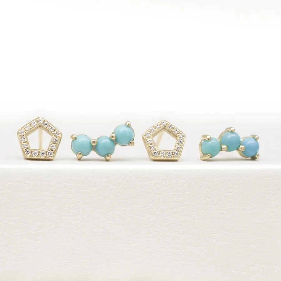 Gemstone Trio Climber Earrings