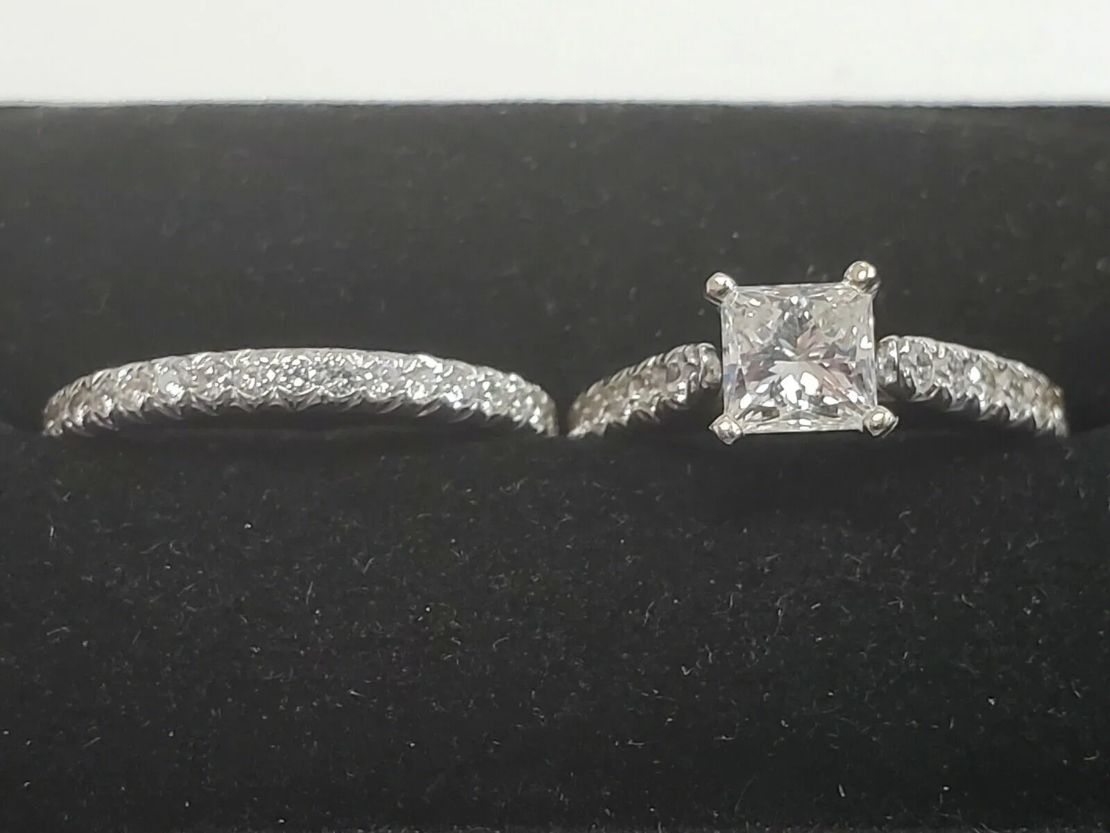 GIA 1.41ct tw Natural Diamond Engagement Ring Set 14k White Gold Size 4.5