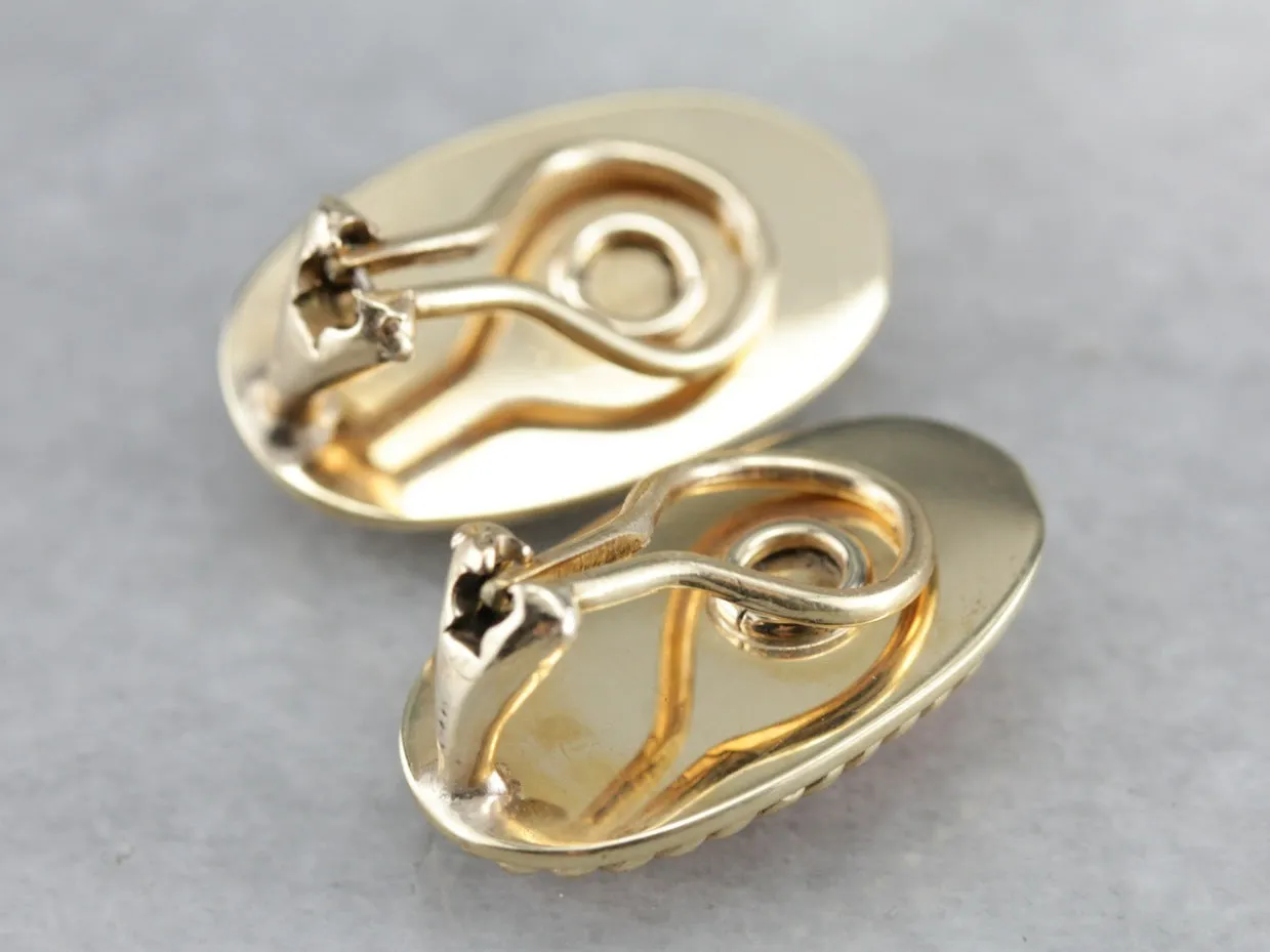 Gorgeous Carved Coral Cameo Earrings, Classic Yellow Gold Clip On Earrings