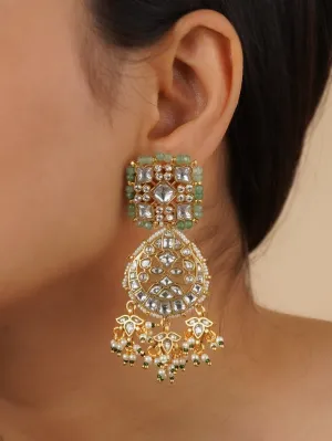 Green Color Gold Plated Mishr Earrings - MR-E214