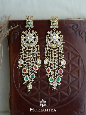 Green Color Gold Plated Thappa Jadau Kundan Earrings - TJ-E47WGR