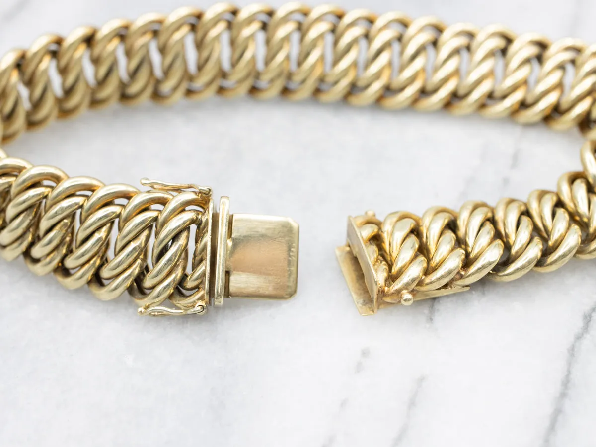 Green Gold Fancy Woven Curb Link Bracelet