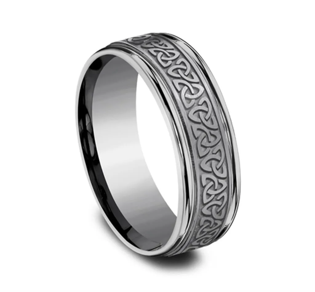 Grey Tantalum ??The Limerick?? 7mm Love Knot Triangle Wedding Band