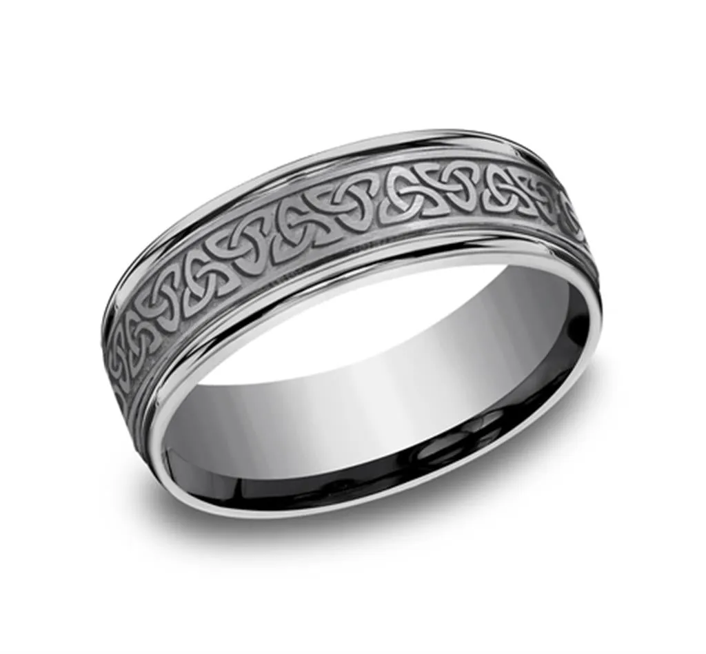 Grey Tantalum ??The Limerick?? 7mm Love Knot Triangle Wedding Band