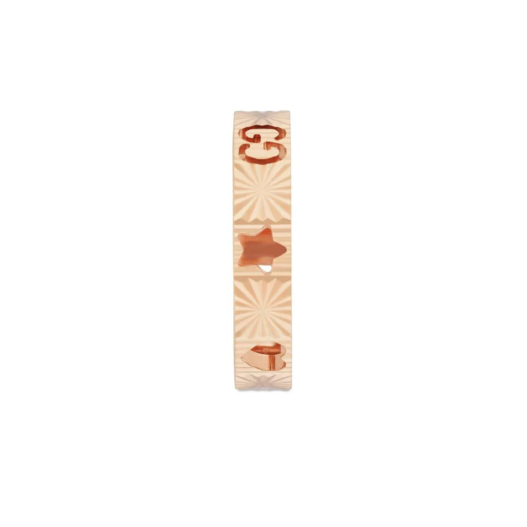 Gucci Icon 18ct Rose Gold Heart Band Ring D