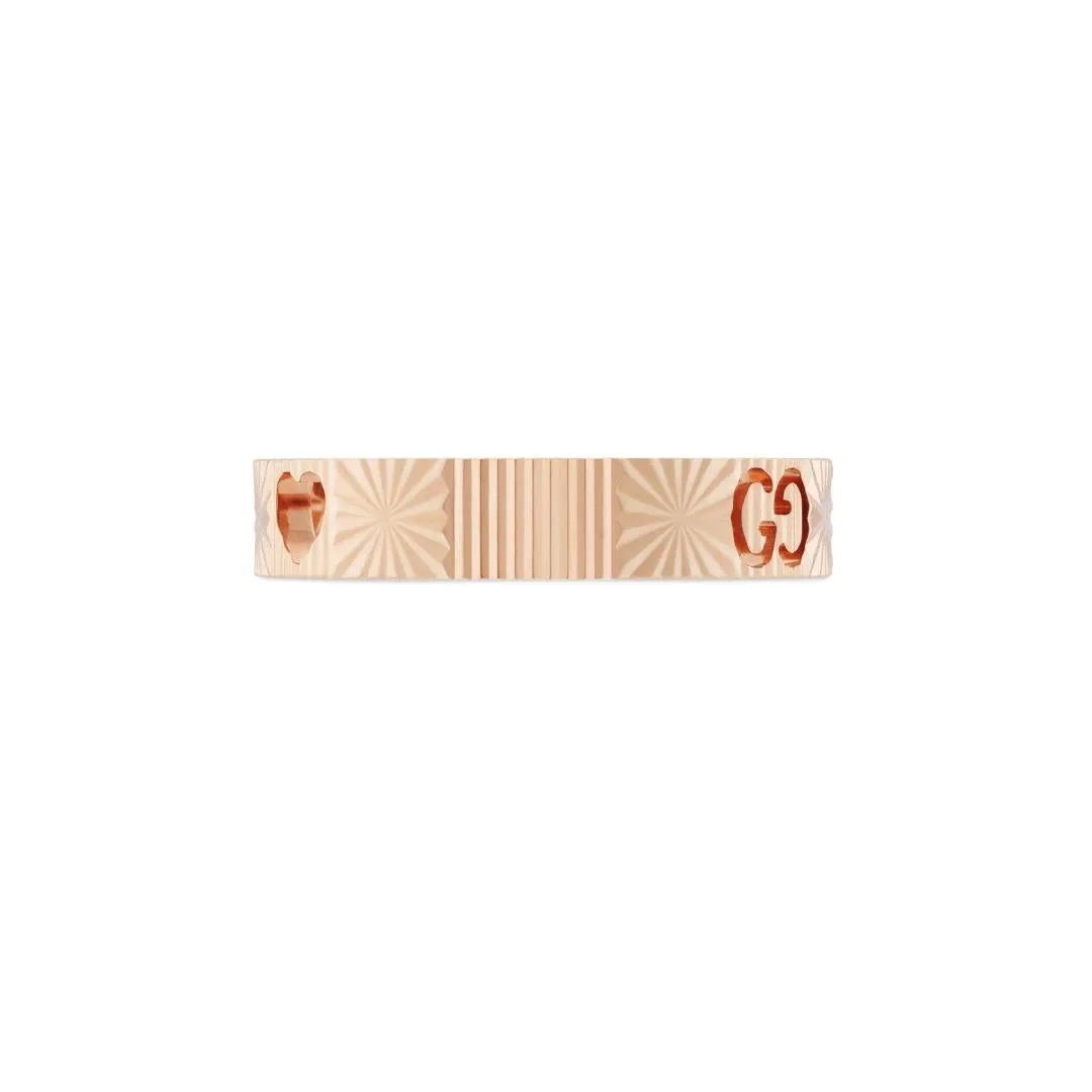 Gucci Icon 18ct Rose Gold Heart Band Ring D