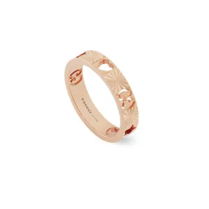 Gucci Icon 18ct Rose Gold Heart Band Ring D