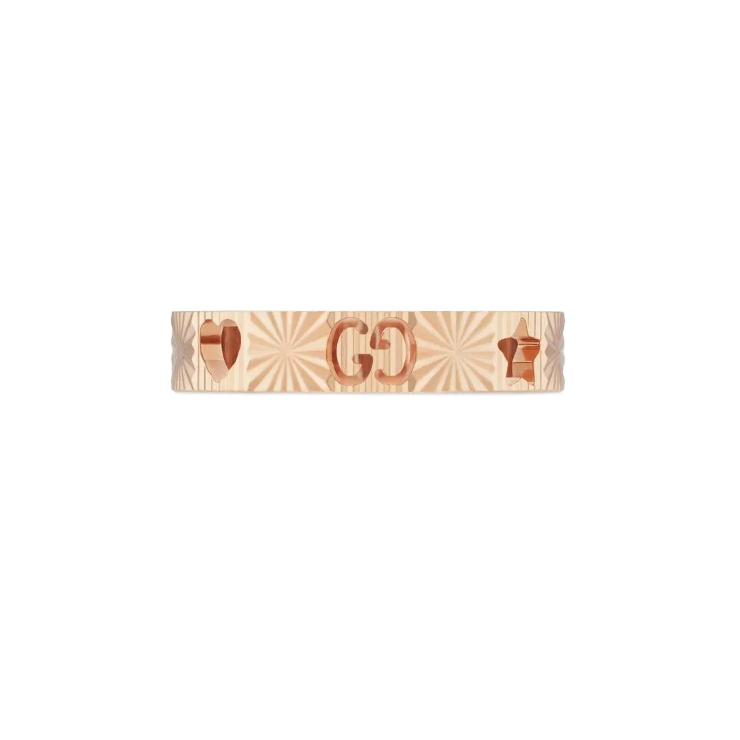Gucci Icon 18ct Rose Gold Heart Band Ring D