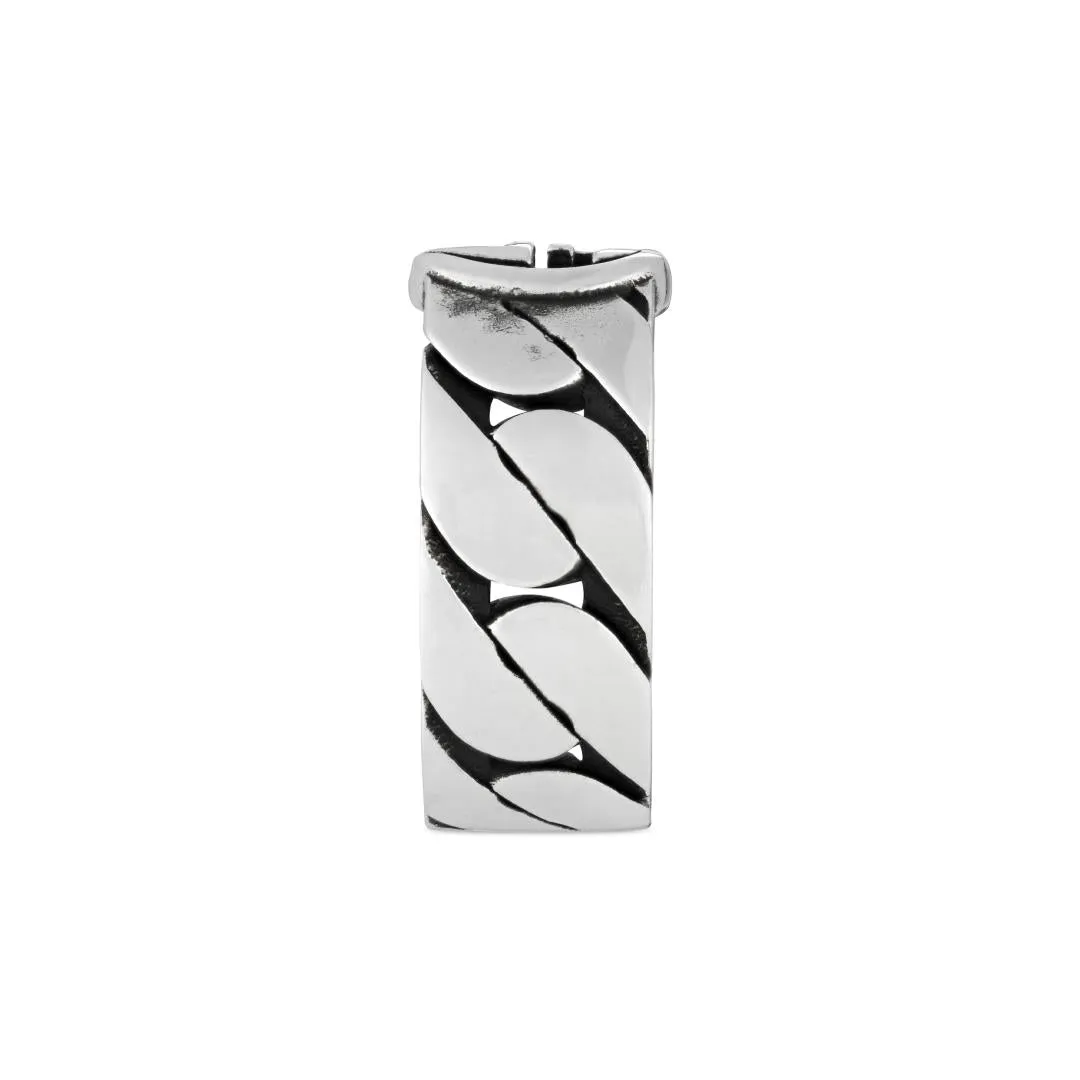 Gucci Interlocking Sterling Silver 8mm Wide Band Ring D