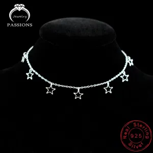 Hot Sale Hollow Star&Heart Pendant Foot Anklet Chain 925 Sterling Silver Plate Ladies Anklets Bracelet For Women's Jewelry Gift