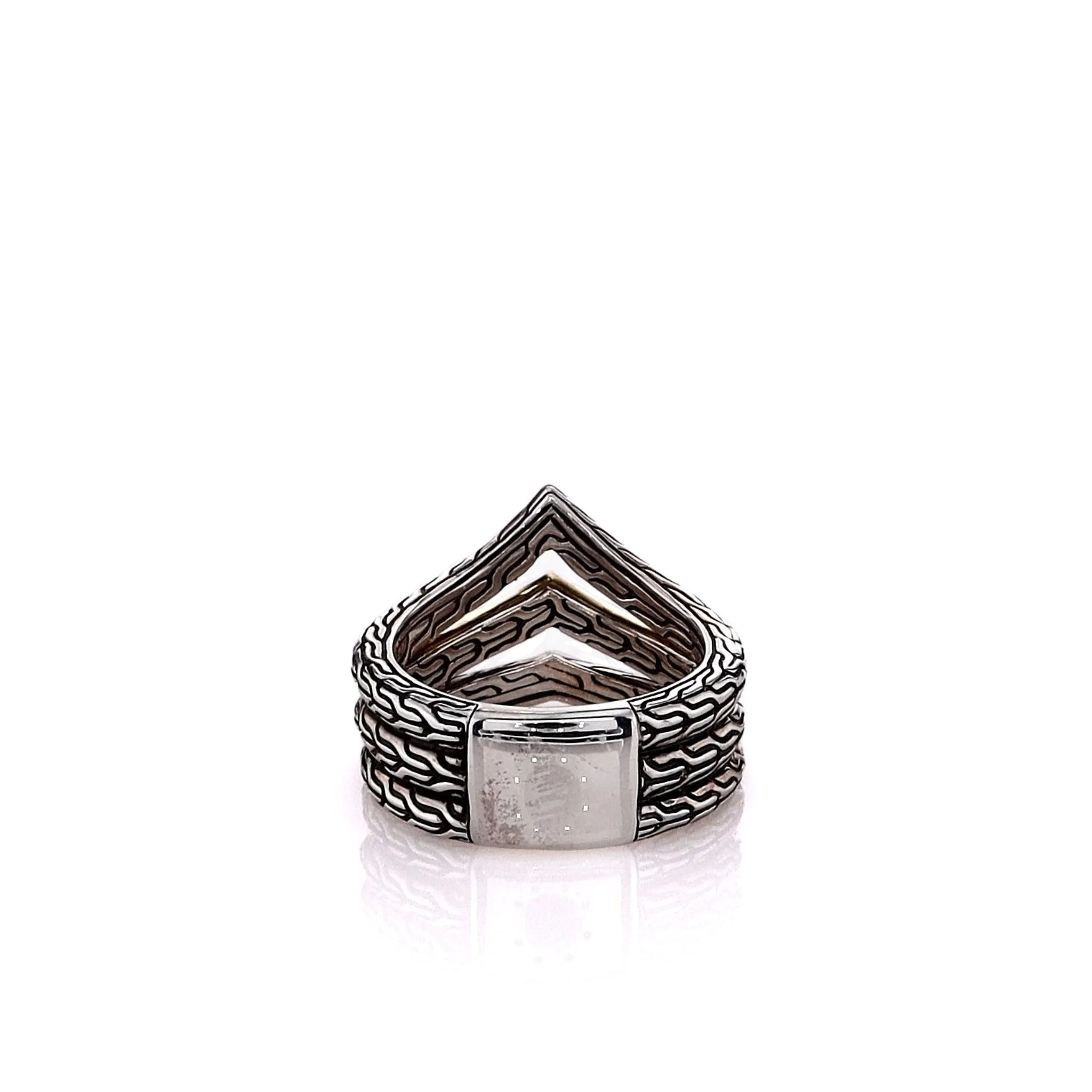 John Hardy Two-Tone Tiga Black Sapphire and Black Spinel Ring