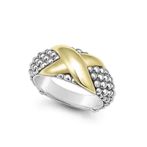 Lagos Embrace Two-Tone X Caviar Ring