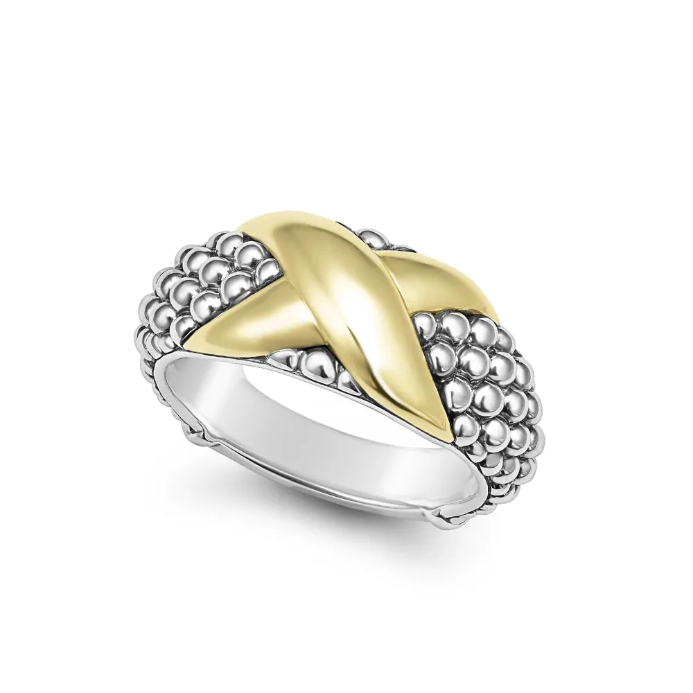 Lagos Embrace Two-Tone X Caviar Ring