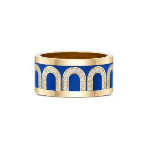 L'Arc de DAVIDOR Ring GM, 18k Yellow Gold with Riviera Lacquered Ceramic and Arcade Diamonds