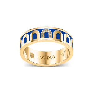 LArc de DAVIDOR Ring MM, 18k Yellow Gold with Riviera Lacquered Ceramic and Porta Simple Diamonds