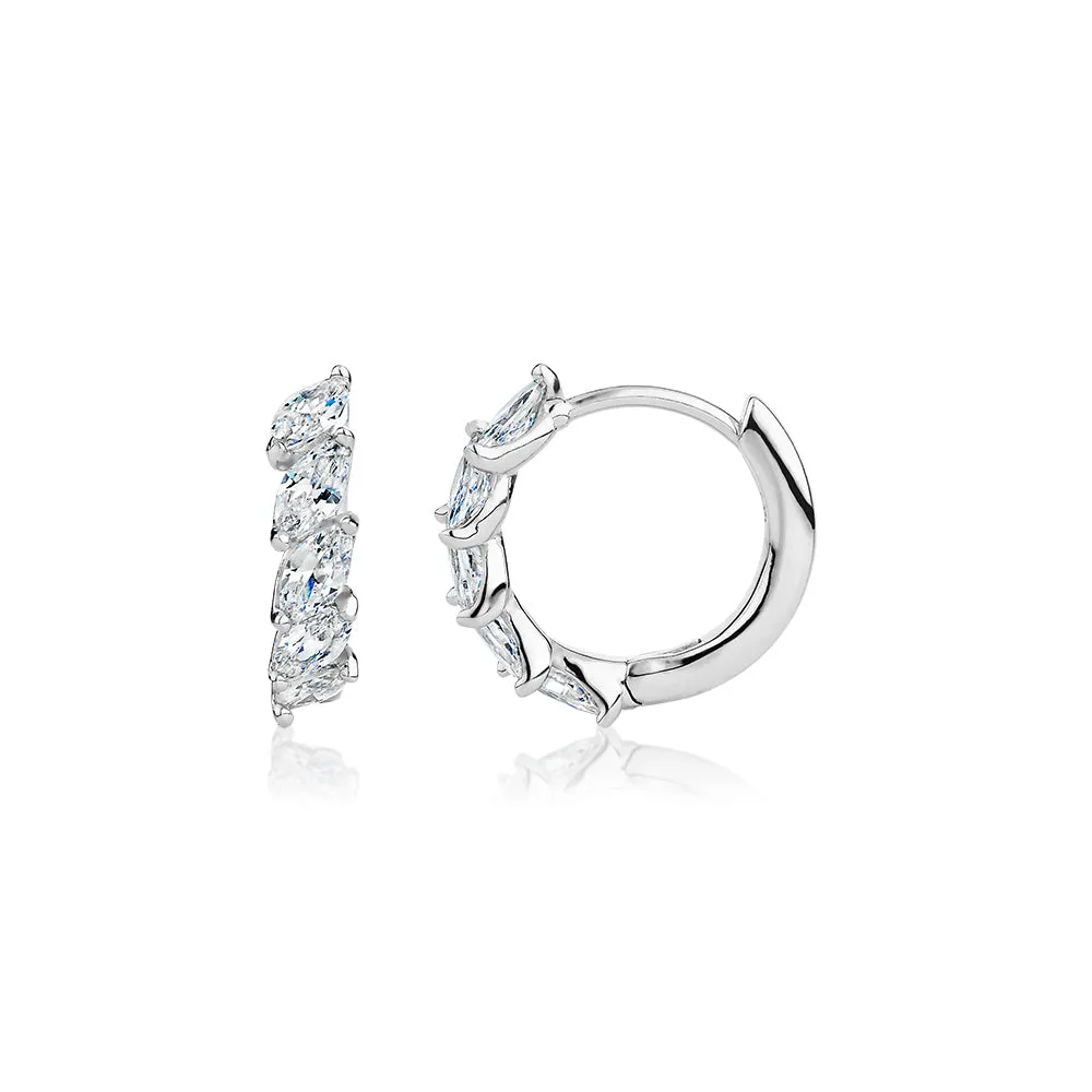 Marquise hoop earrings with 1.4 carats* of diamond simulants in sterling silver