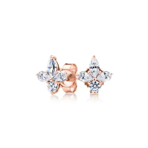 Marquise, Pear and Round Brilliant stud earrings with 0.8 carats* of diamond simulants in 10 carat rose gold