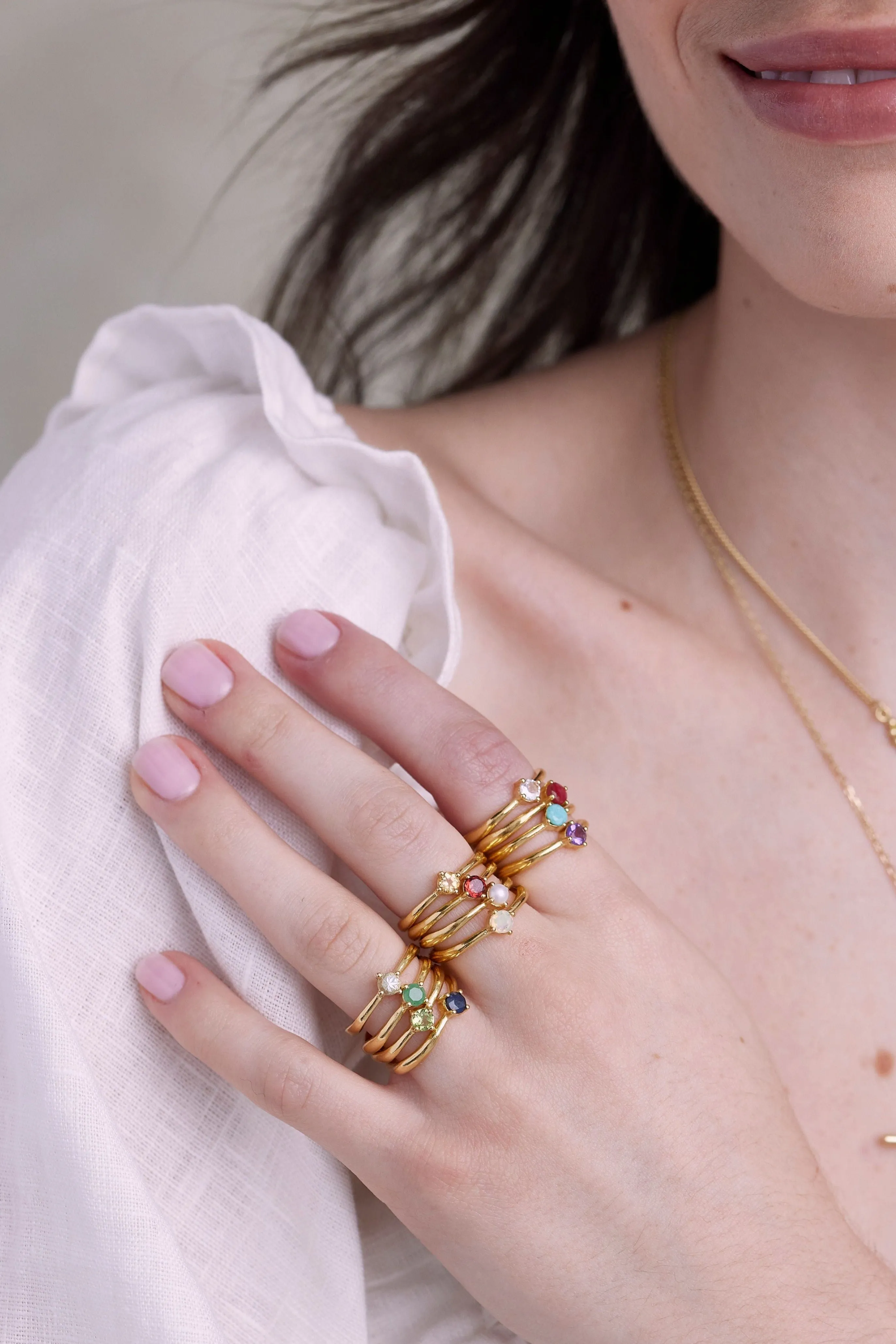 May Emerald Gold Birthstone Ring