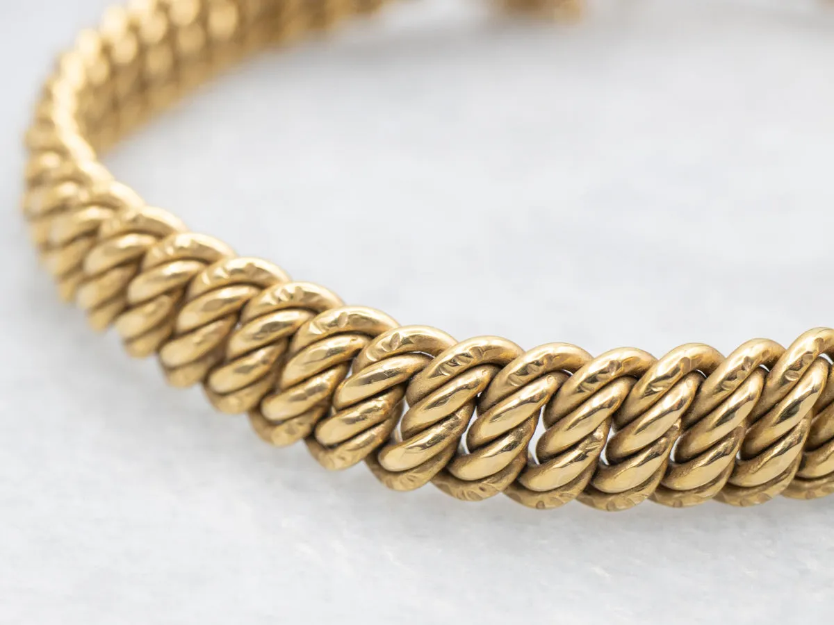 Mid-Century Twisting Gold Link Bracelet