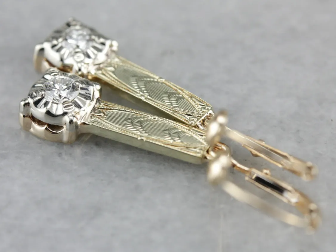 Mix Metal Diamond Drop Earrings