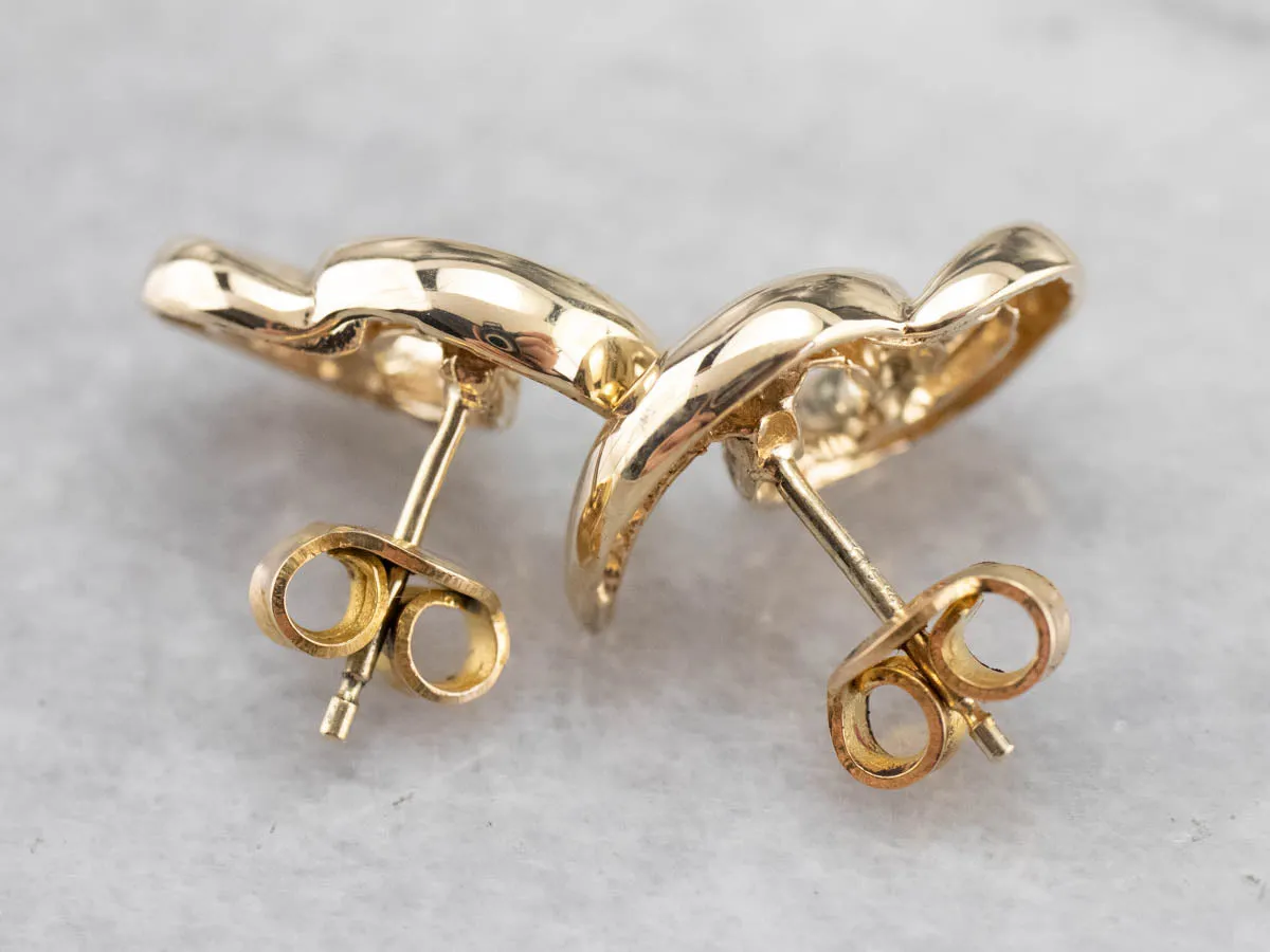 Modern Yellow Gold Stud Earrings