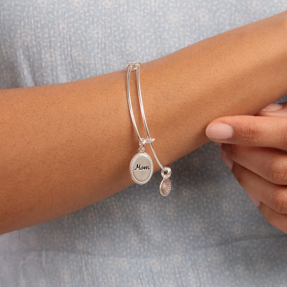 Mom Charm Bangle Bracelet, 'Bonded by Love'