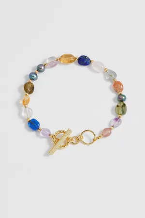 Multi Beaded T Bar Bracelet