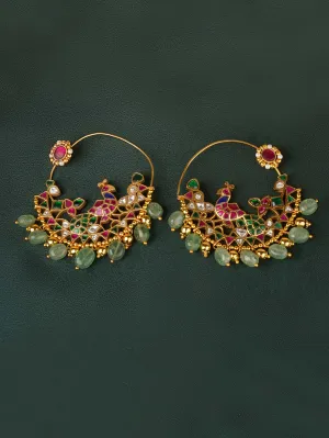 Multicolor Gold Plated Jadau Kundan Earrings - ME1169M