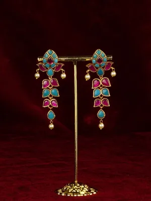 Multicolor Gold Plated Jadau Kundan Earrings - ME1280FP