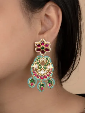 Multicolor Gold Plated Mishr Earrings - MR-E176M