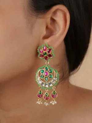 Multicolor Gold Plated Mishr Earrings - MR-E177M