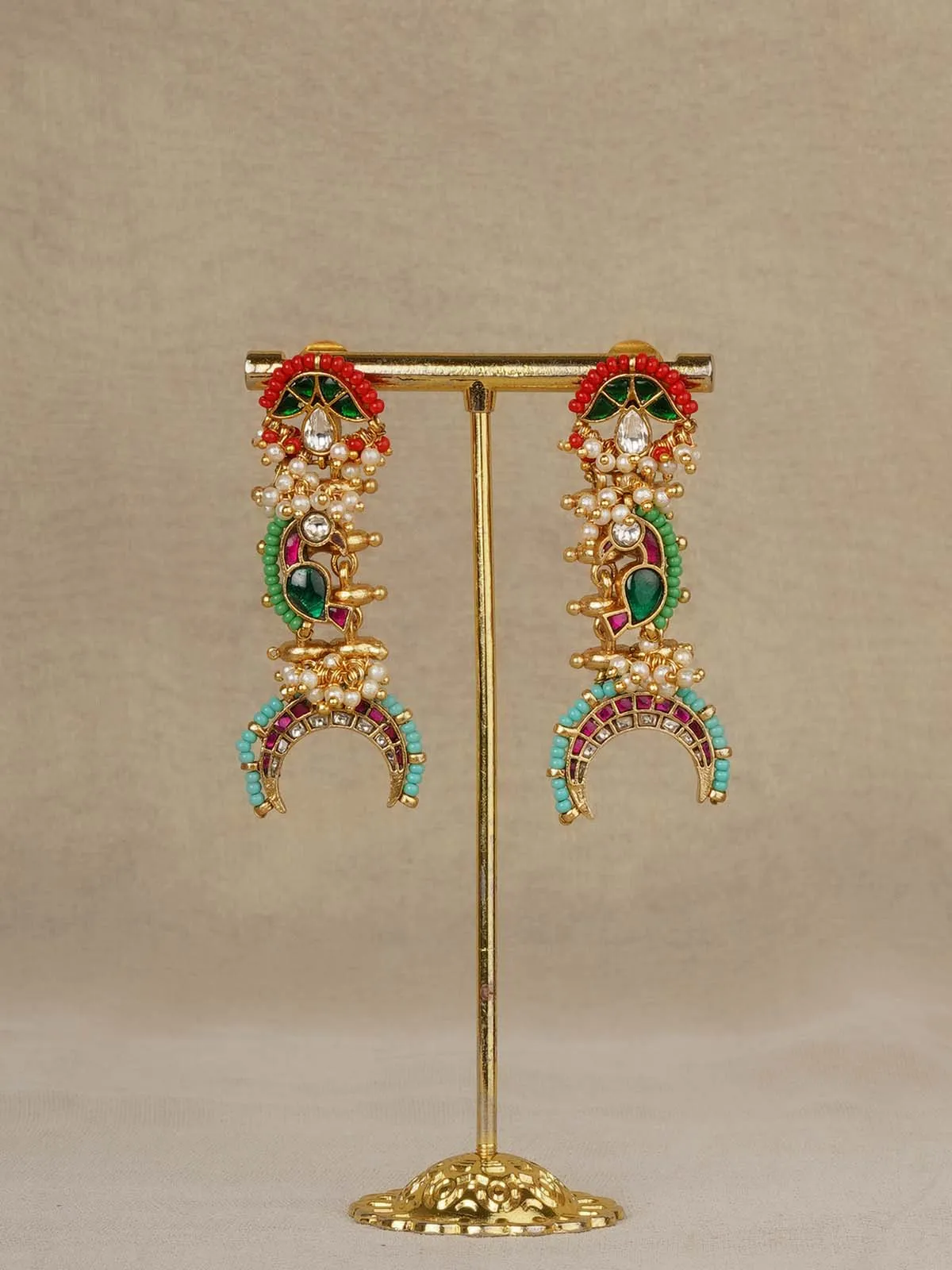 Multicolor Gold Plated Mishr Earrings - MR-E295M