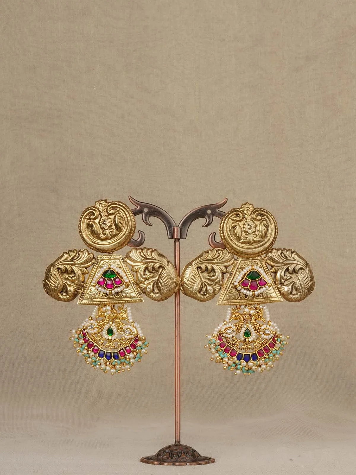 Multicolor Gold Plated Mishr Earrings - MR-E301M