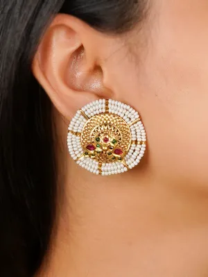 Multicolor Gold Plated Temple Earrings - TMPEAR635
