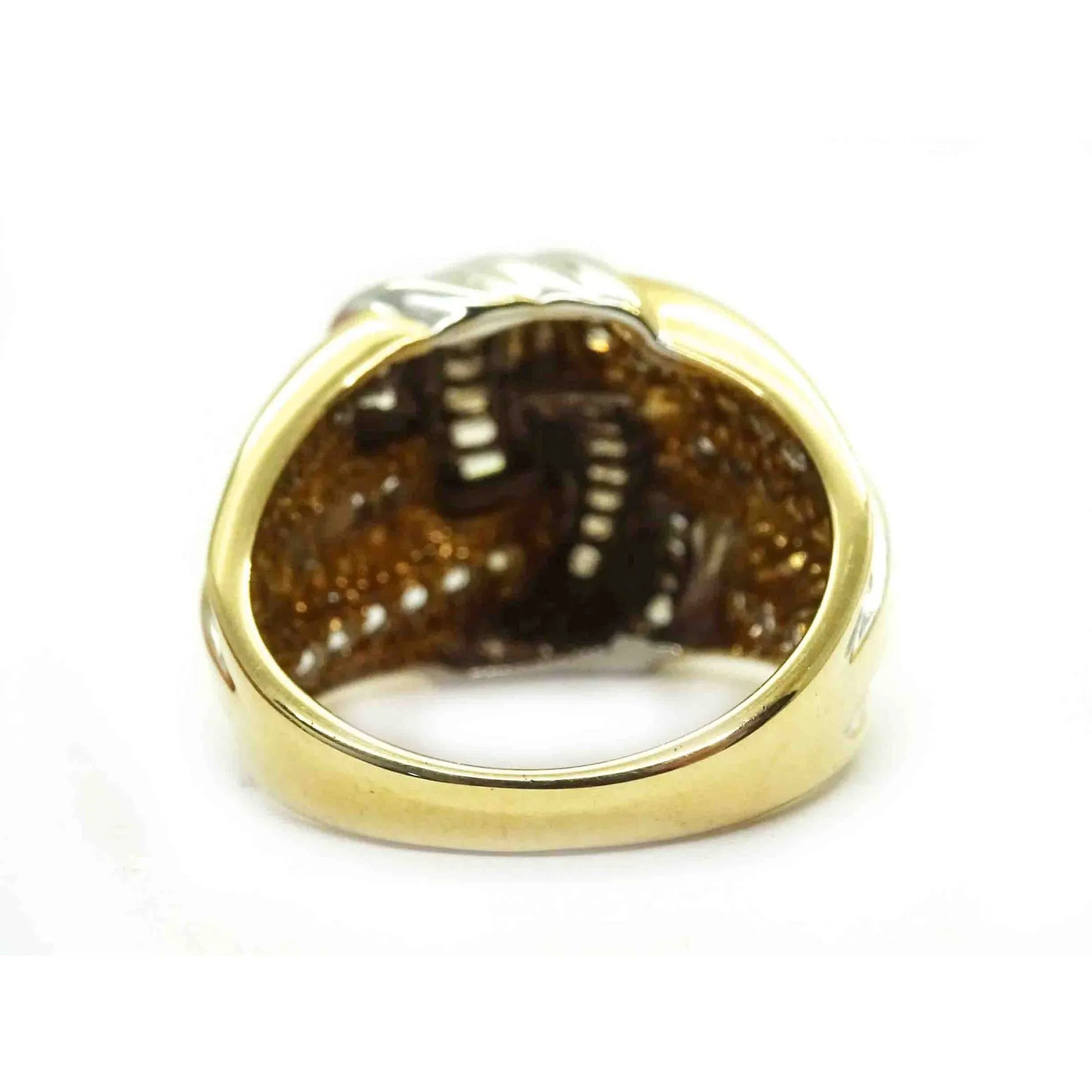 Natural Diamond Weave Design Cocktail Ring 14k Two-Tone Gold Size 7