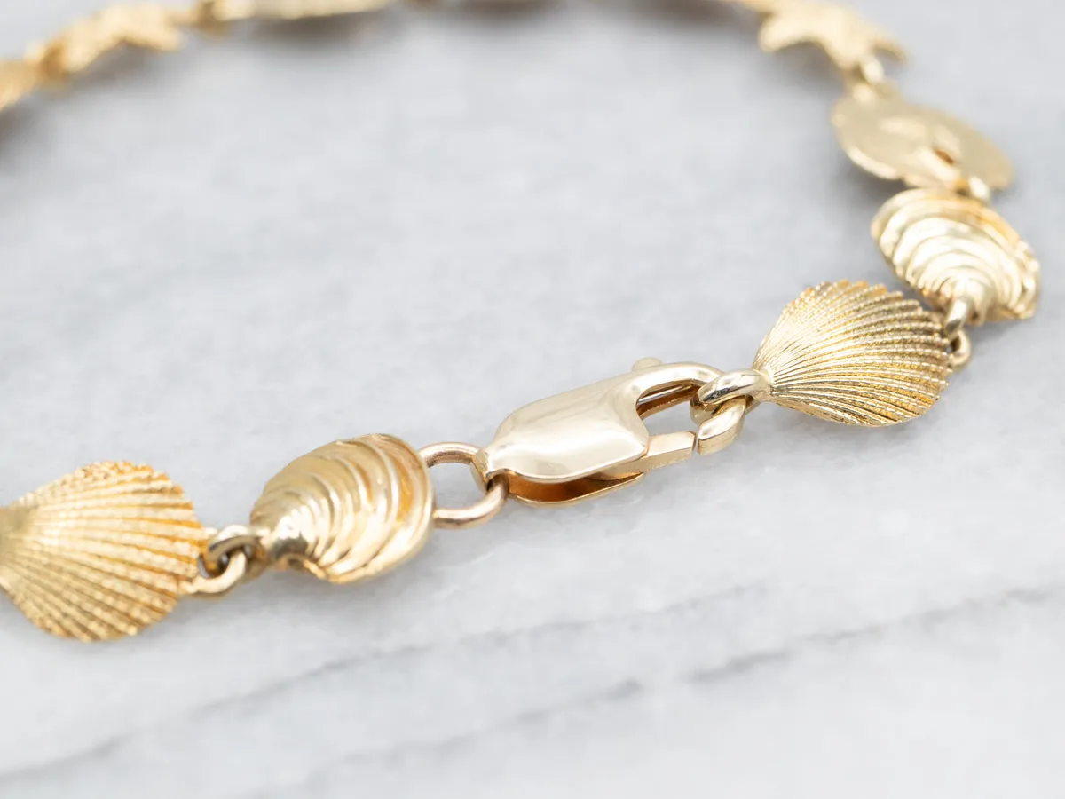 Nautical Gold Shell Link Bracelet