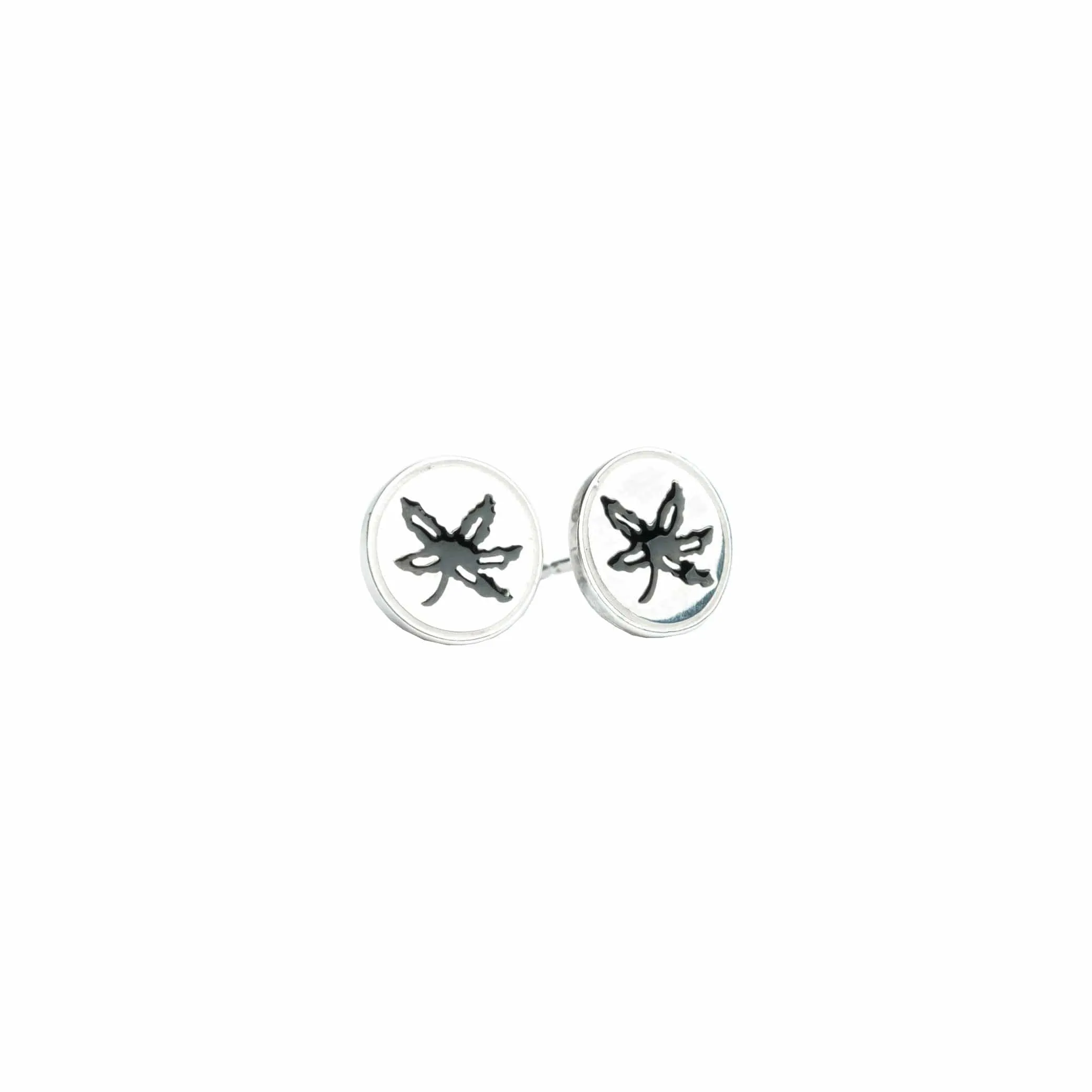 OSU Black Enamel Buckeye Leaf Studs