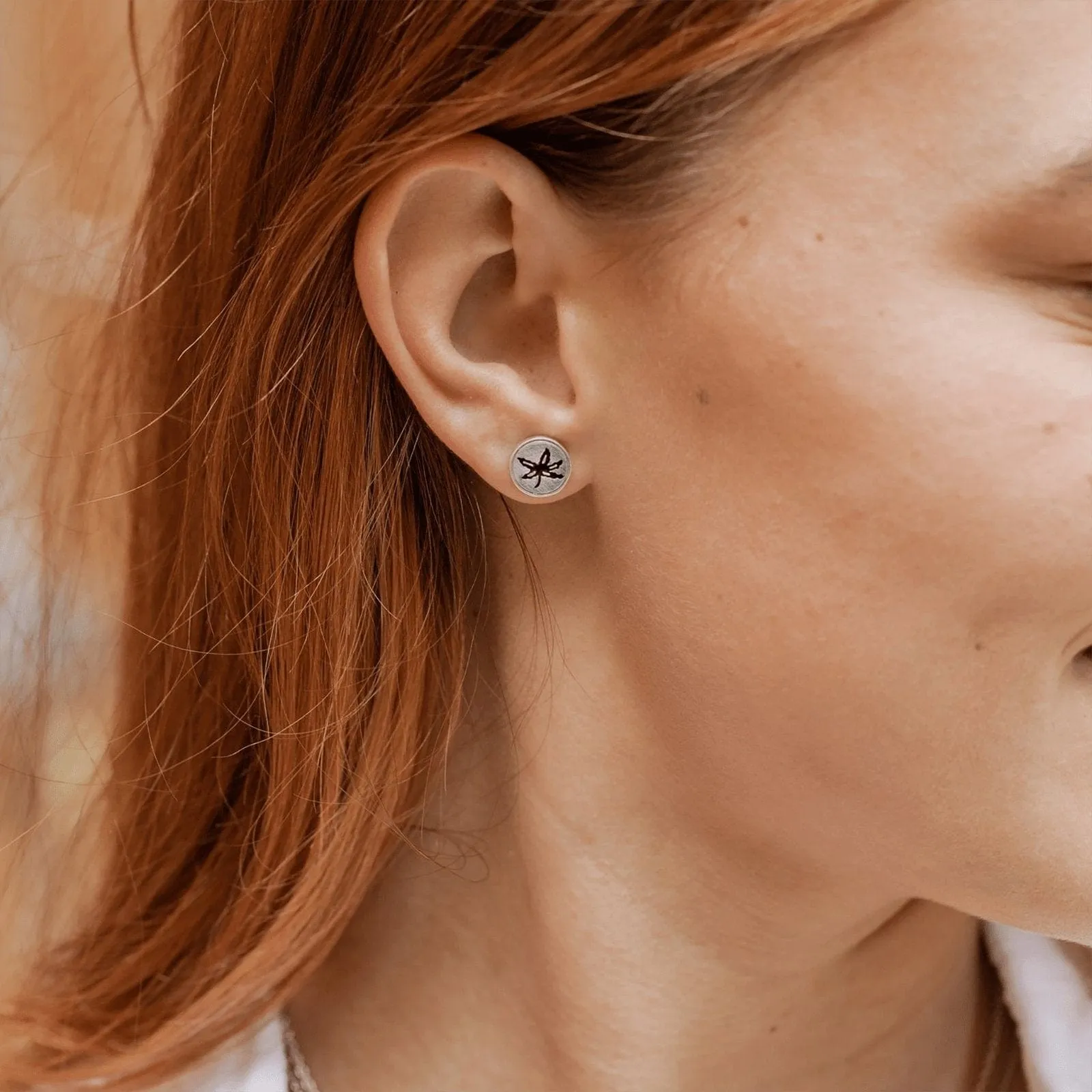 OSU Black Enamel Buckeye Leaf Studs