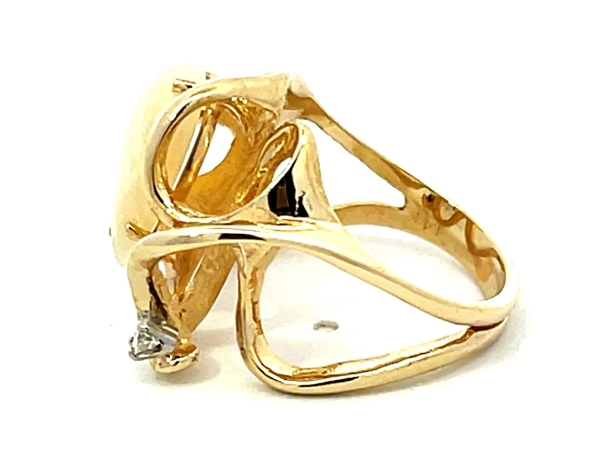 Pear Shaped Opal and Diamond Squiggly Ring in 14k Yellow Gold