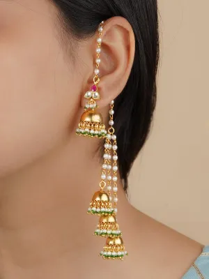 Pink Color Gold Plated Jadau Kundan Earrings - ME1132YP