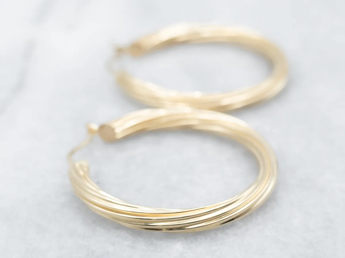 Polished Gold Large Twisted Hoop Earrings