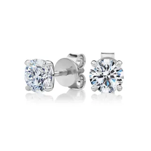 Premium Certified Lab-Grown Diamond, 2.00 carat TW round brilliant stud earrings in 14 carat white gold