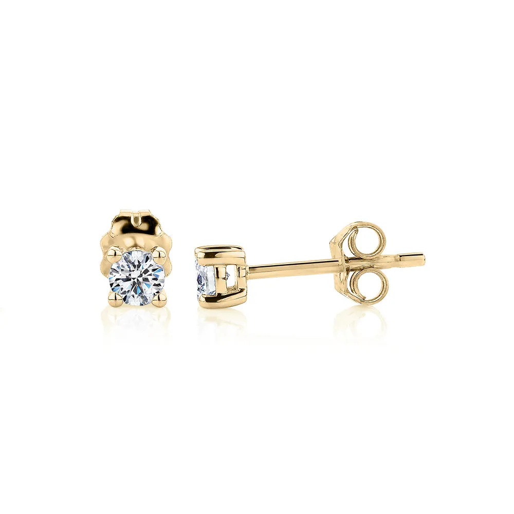 Premium Lab-Grown Diamond, 0.25 carat TW round brilliant stud earrings in 10 carat yellow gold