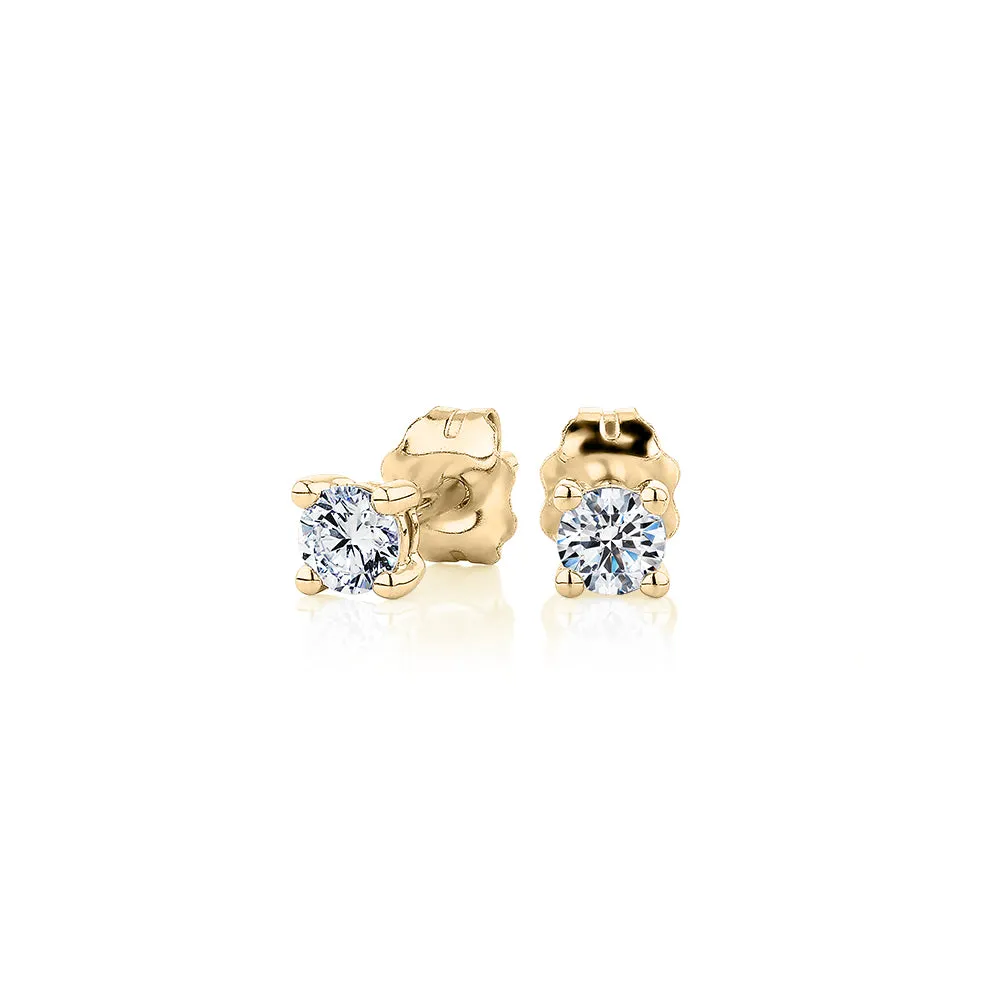 Premium Lab-Grown Diamond, 0.25 carat TW round brilliant stud earrings in 10 carat yellow gold