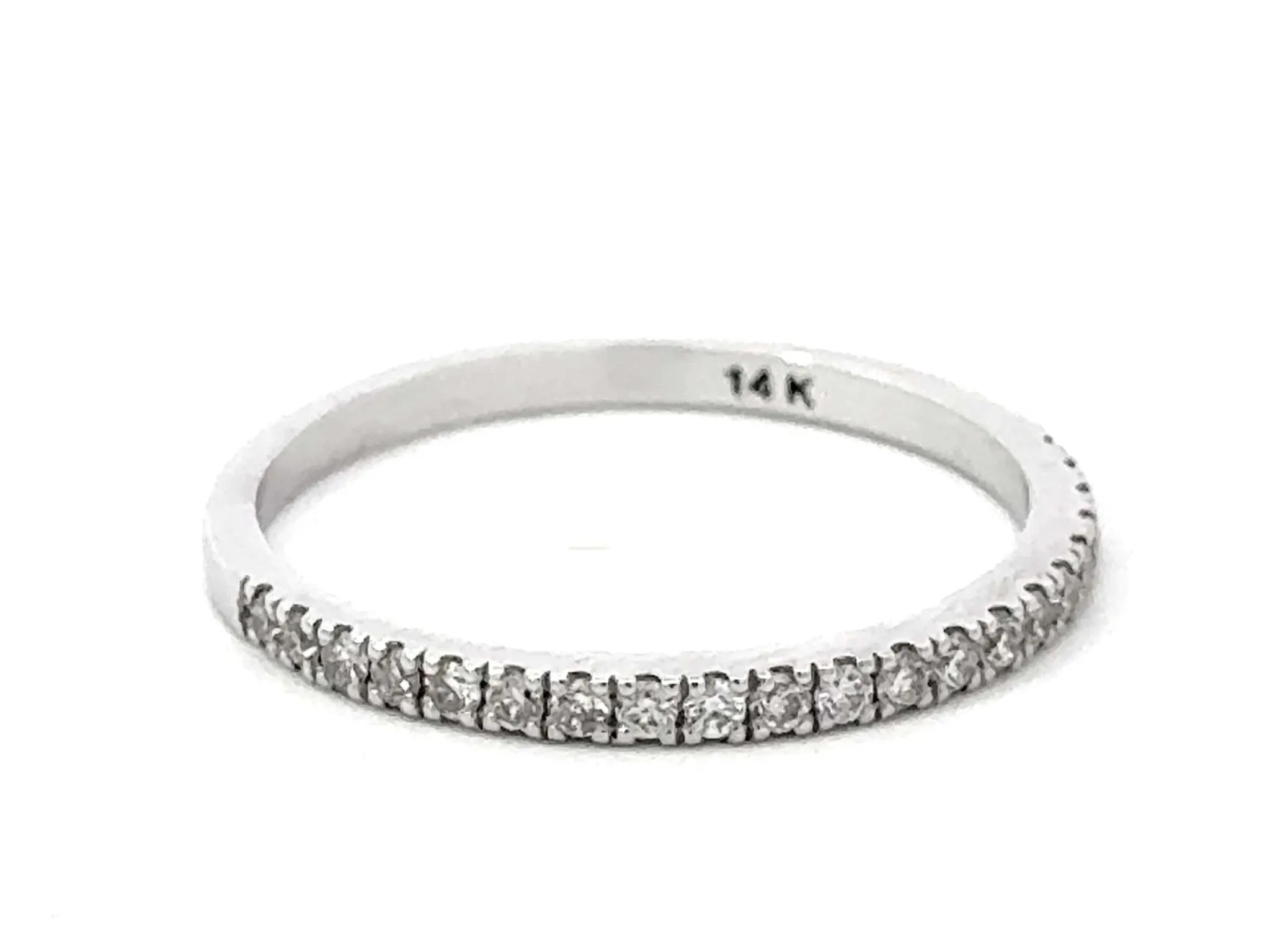 Prong Set Brilliant Cut Diamond Thin Band Ring 14k White Gold