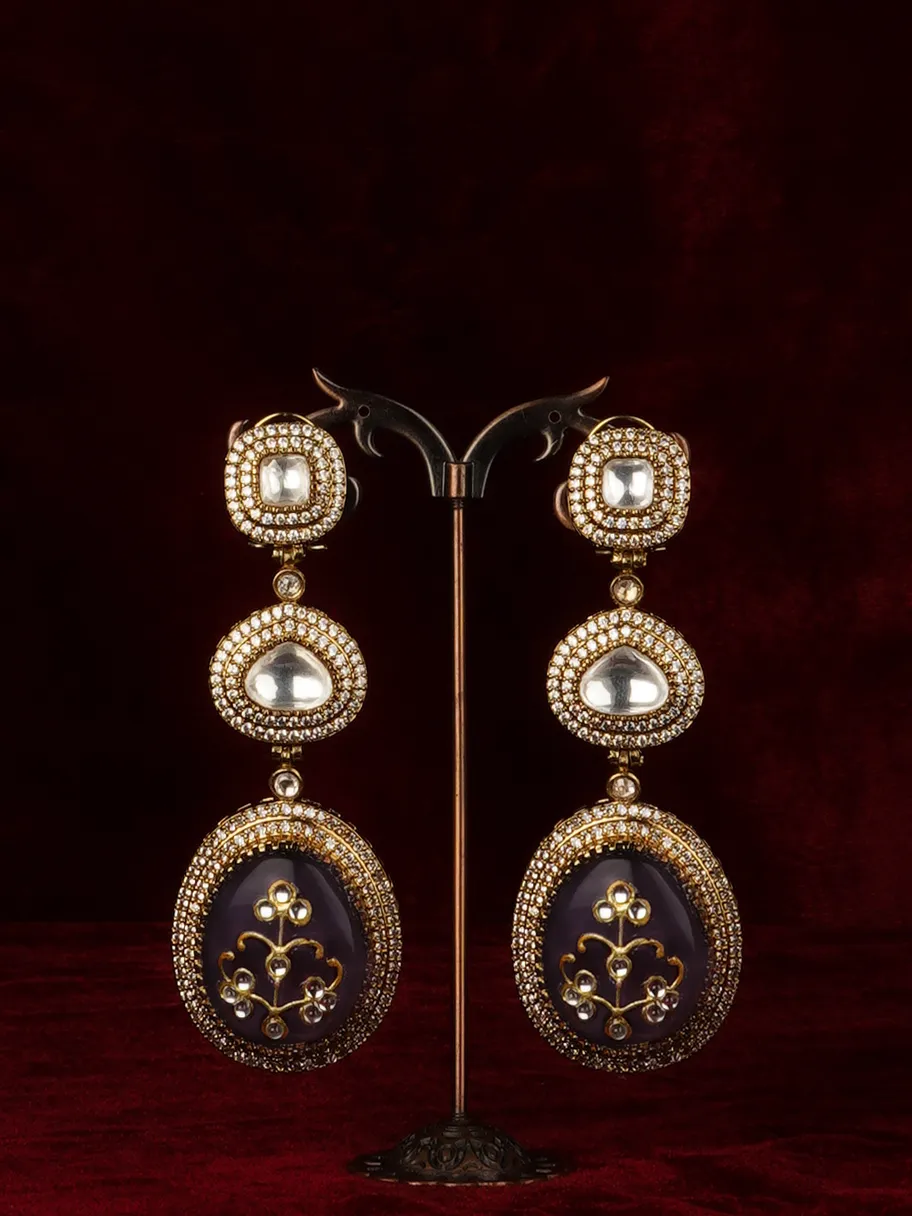 Purple Color Gold Plated Moissanite Earrings - MO-EAR20C