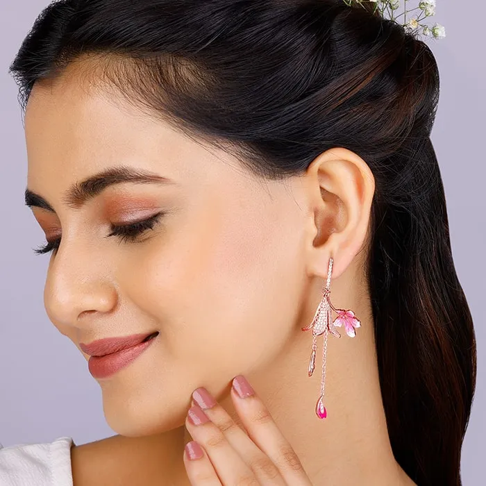 Rose Gold Ebony Whimsy Dangler Earrings
